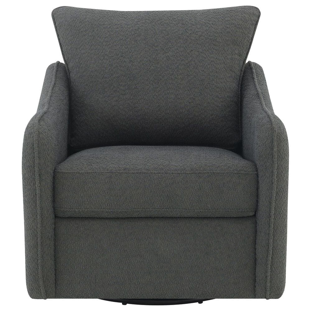 Pacific Landing Madia Swivel Glider Chair in Charcoal Grey, , large