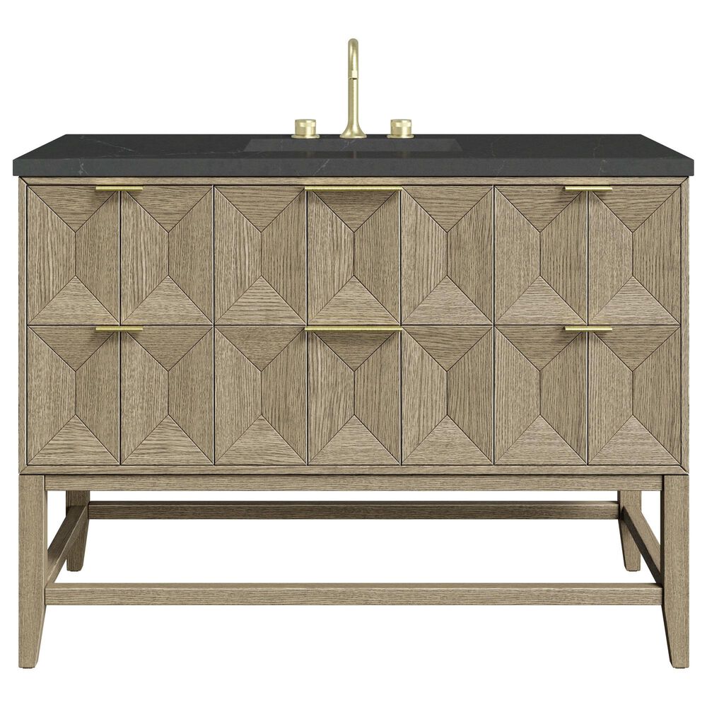 James Martin Vanities Emmeline 48&quot; Single Vanity in Pebble Oak with 3 cm Charcoal Soapstone Quartz Top, , large