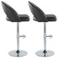 LumiSource Renee Adjustable Swivel Bar Stool with Black Faux Leather Upholstery in Chrome (Set of 2), , large