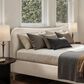 Jennifer Taylor Home Roman King Platform Bed with Oatmeal Light Beige Upholstered in Natural Whitewashed, , large