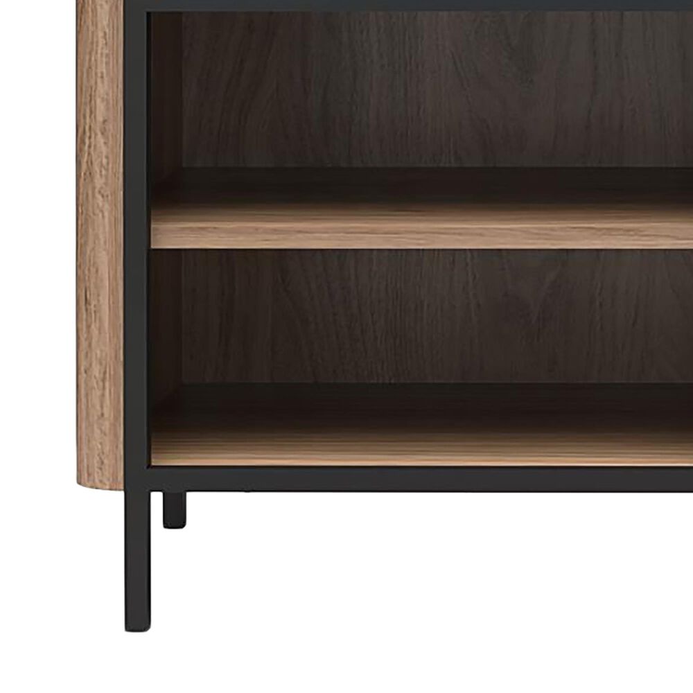DHP Damson 67&quot; TV Stand with Electric Fireplace in Danish Walnut and Black, , large