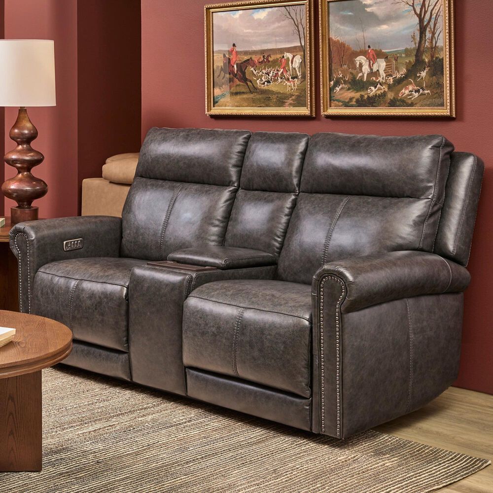 Flexsteel Alexander Power Reclining Loveseat with Console in Weathered Stone, , large