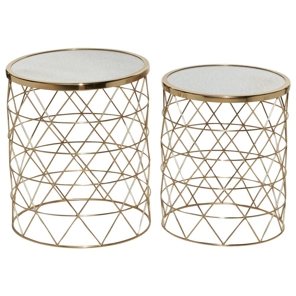 Maple and Jade Contemporary Metal Accent Tables in Gold (Set of 2), , large