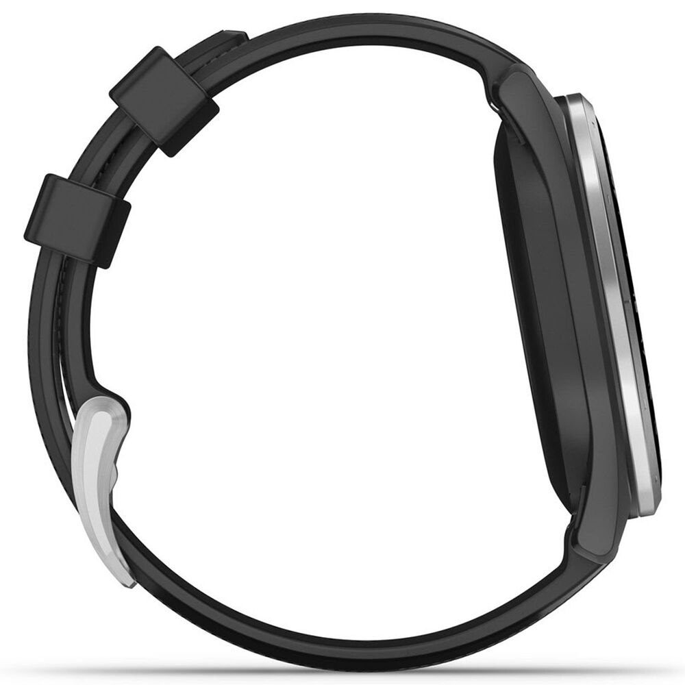 Garmin Approach S44 43mm Golf Smartwatch Silver Aluminum Bezel Case with Black Silicone Band, , large
