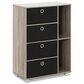 HOMLUX Multipurpose Storage Bookshelf Cabinet with 4 Bin Drawers in French Oak and Black, , large