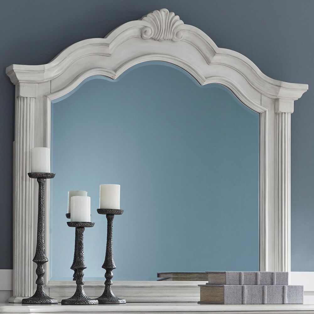 Ashley Montelaine Bedroom Mirror in Antiqued White, , large