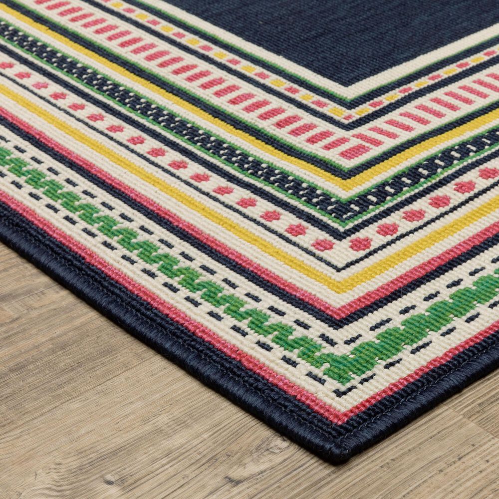 Oriental Weavers Havana HAV06 Navy and Multicolor 6'7" x 9'2" Indoor/Outdoor Area Rug, , large
