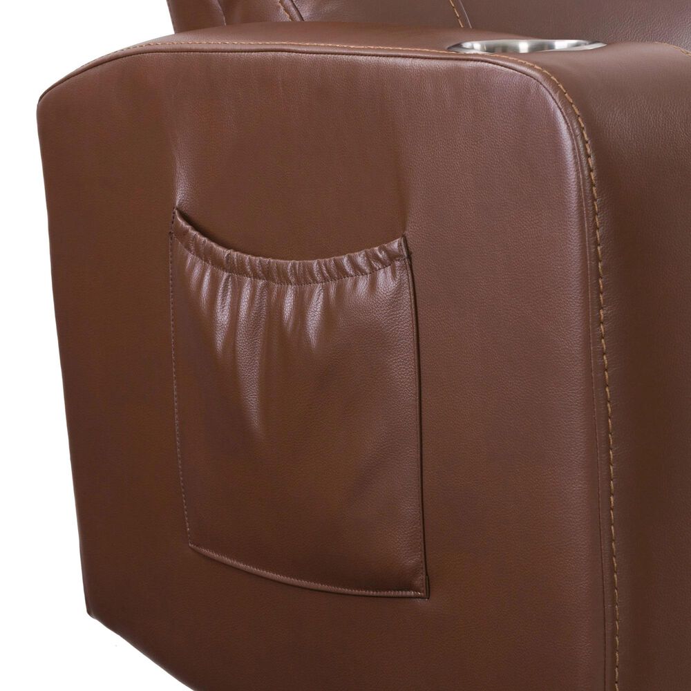 CorLiving Tucson Home Theater Power Recliner with Cup Holders in Brown, , large