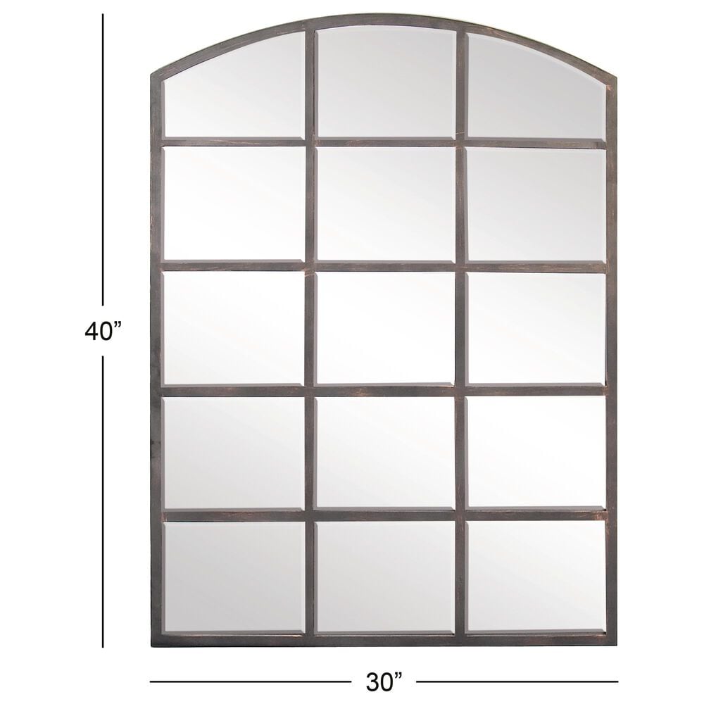 Maple and Jade 40&quot; x 30&quot; Arched Window Pane Wall Mirror in Matte Black, , large