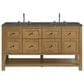 James Martin Vanities Breckenridge 60" Double Bathroom Vanity in Light Natural Oak with 3 cm Parisien Bleu Quartz Top and Rectangular Sinks, , large