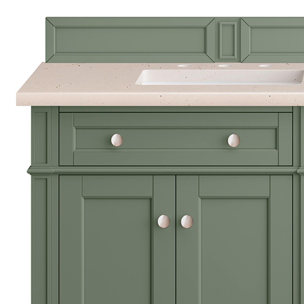 James Martin Vanities Brittany 72&quot; Double Bathroom Vanity in Smokey Celadon with 3 cm Eternal Marfil Quartz Top and Rectangular Sinks, , large