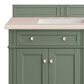 James Martin Vanities Brittany 72" Double Bathroom Vanity in Smokey Celadon with 3 cm Eternal Marfil Quartz Top and Rectangular Sinks, , large
