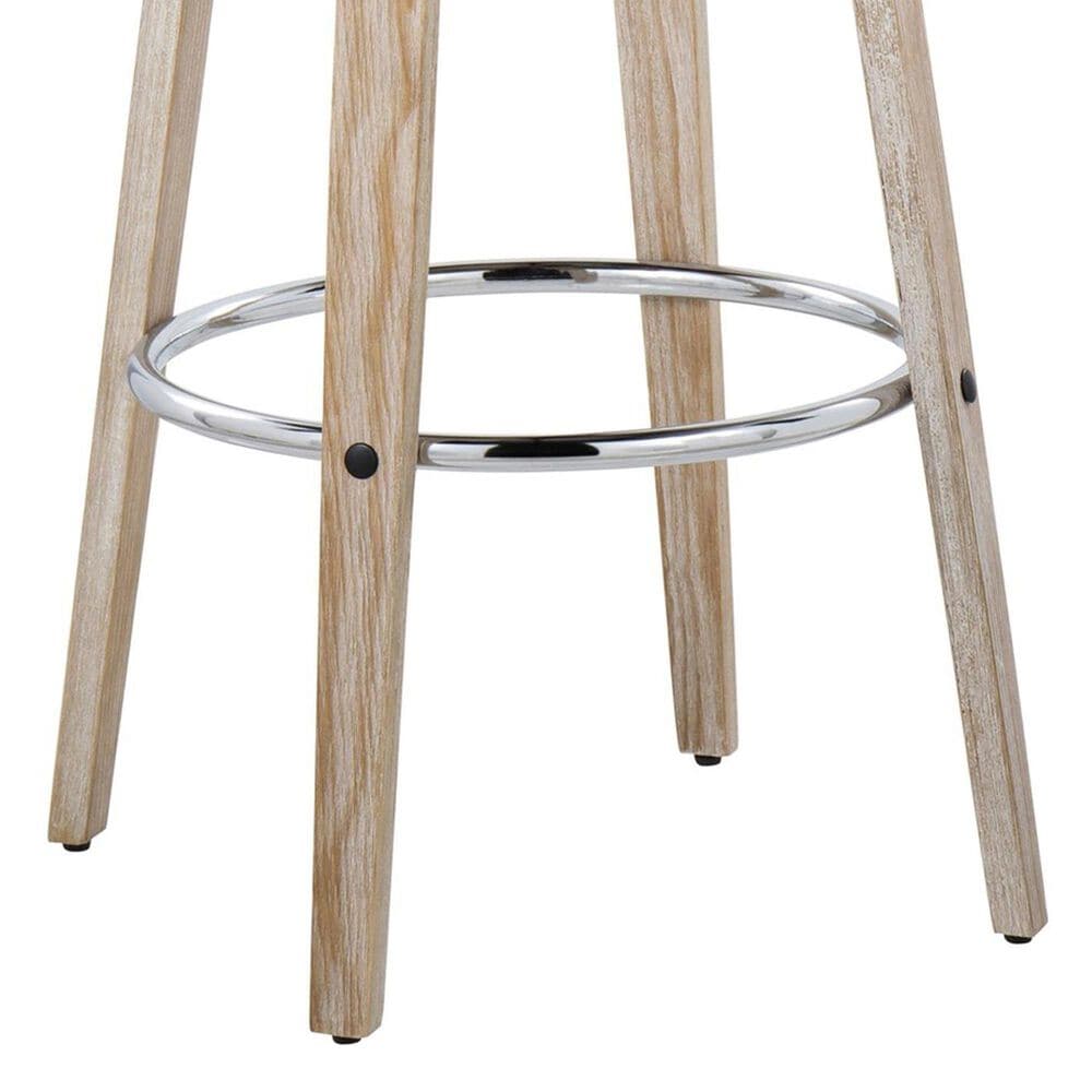 LumiSource Matisse 30" Swivel Barstool with Grey Fabric Upholstery in Whitewashed and Chrome (Set of 2), , large