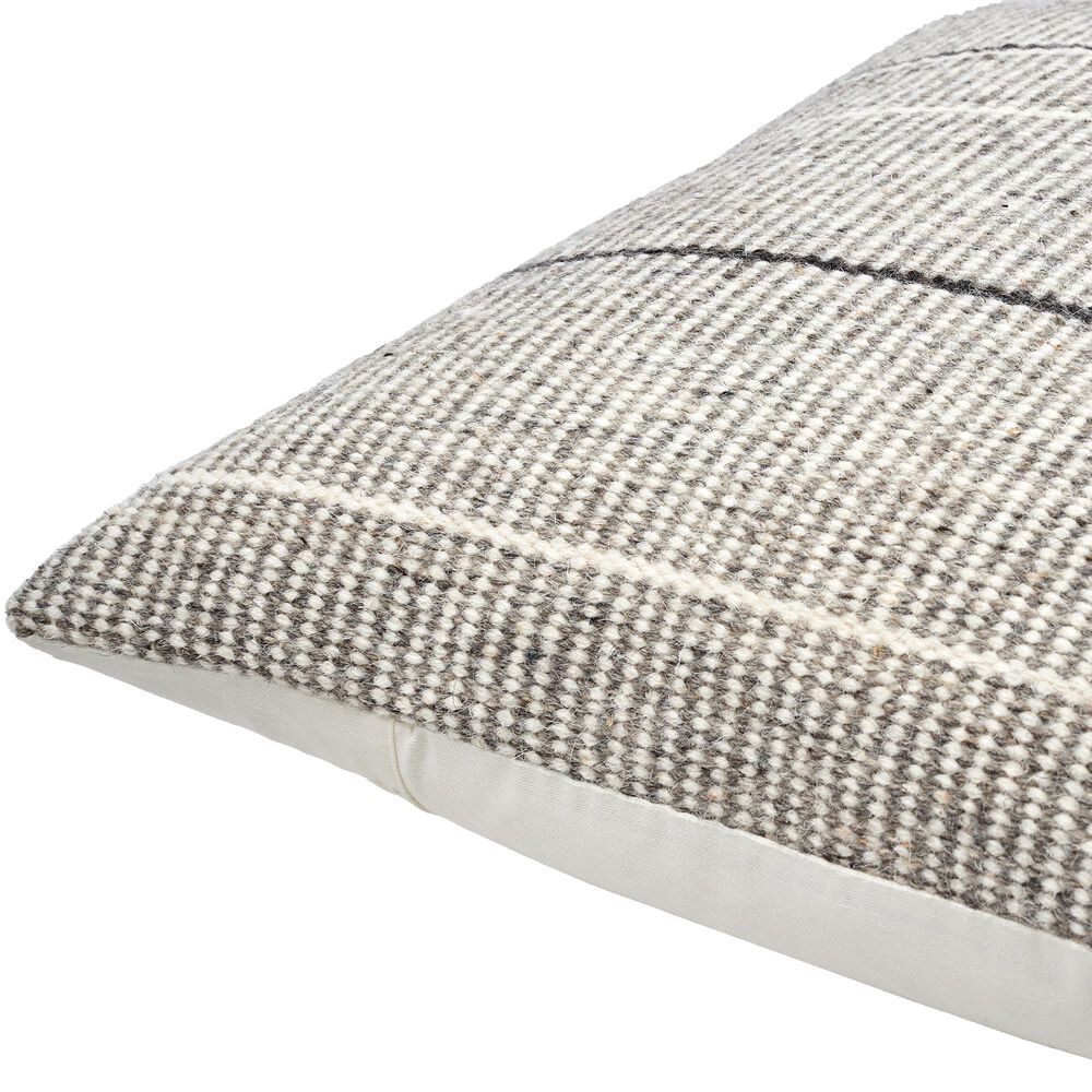Surya Borderline 20" Square Throw Pillow in Black, Cream and Taupe, , large