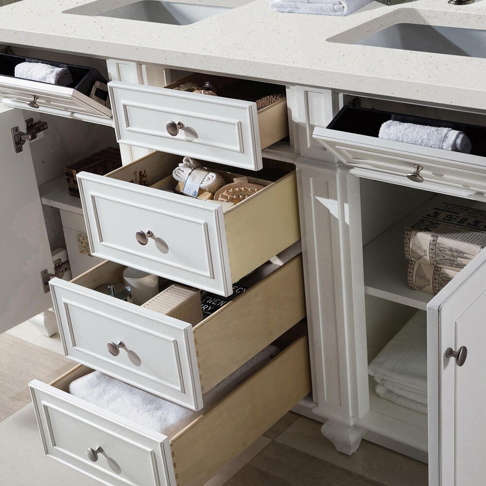 James Martin Vanities Bristol 60&quot; Double Bathroom Vanity in Bright White with 3 cm Lime Delight Quartz Top and Rectangular Sinks, , large