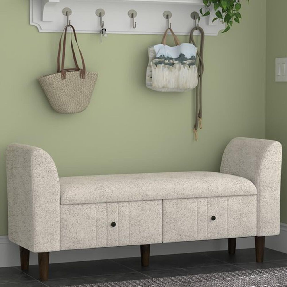 Golden Wave Furniture Emily 2-Drawer Storage Ottoman in Oatmeal, , large