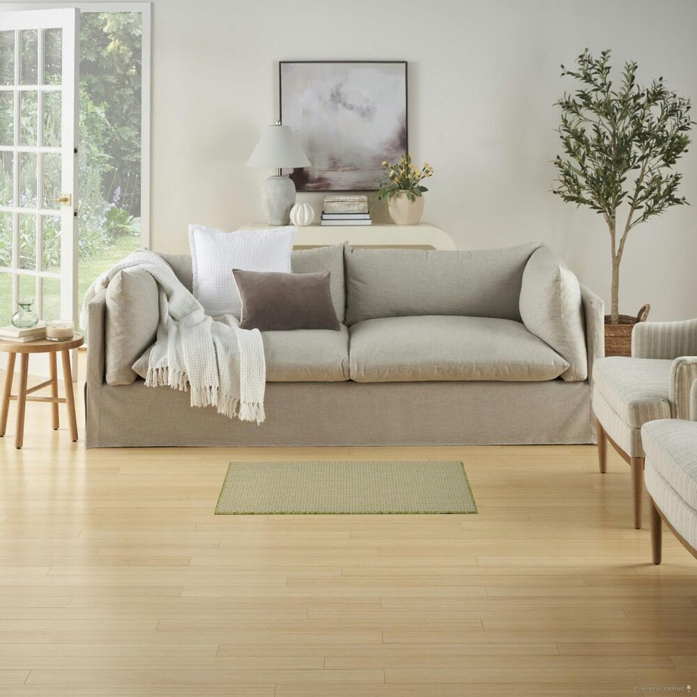 Nourison Courtyard Ivory and Green 2&#39; x 3&#39; Indoor/Outdoor Area Rug, , large