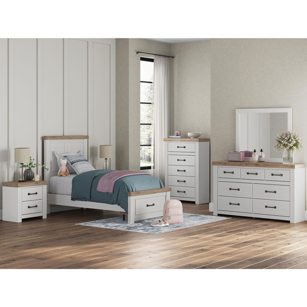Ashley Savonport Twin Storage Panel Bed in White and Brown, , large