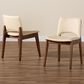 Baxton Studio Afton Side Chair with Beige Faux Leather in Walnut Brown (Set of 2), , large
