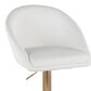 LumiSource Matisse Adjustable Swivel Barstool with White Faux Leather Upholstery in Gold (Set of 2), , large