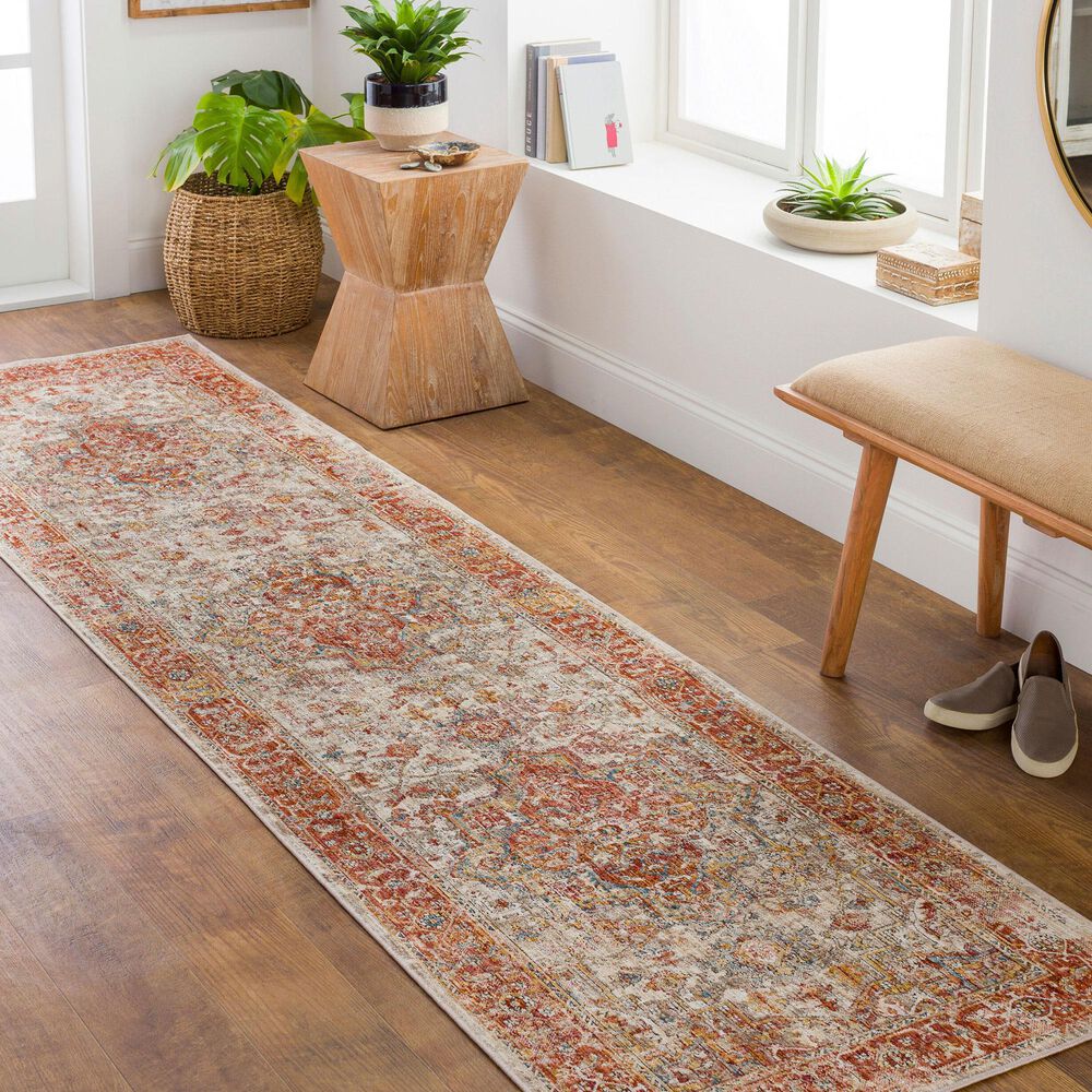 Surya Aspendos APS-2320 2&#39;7&quot; x 7&#39;3&quot; Rust, Teal, Mustard, Black, Medium Gray, Charcoal and Light Beige Runner, , large