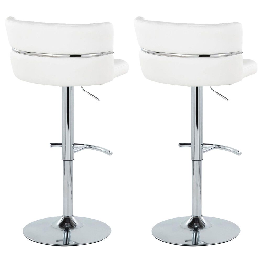 Lumisource Cinch Claire Swivel Adjustable Bar Stool with White Cushion in Chrome &#40;Set of 2&#41;, , large