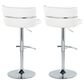 Lumisource Cinch Claire Swivel Adjustable Bar Stool with White Cushion in Chrome (Set of 2), , large