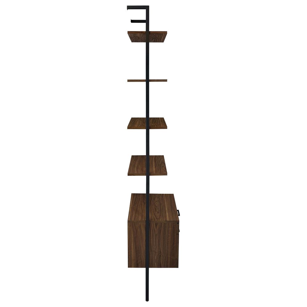 Coaster Owens 5-Shelf Storage Wall Bookcase in Walnut and Black, , large
