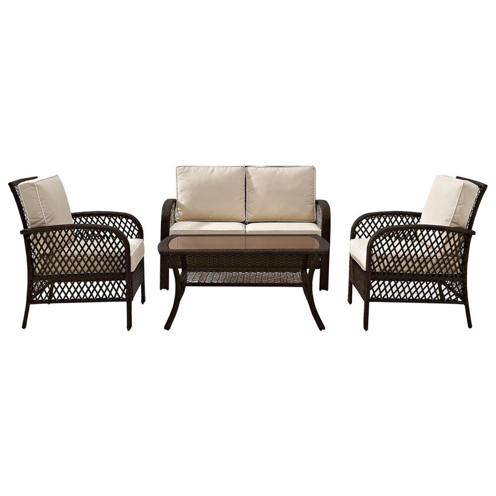 Crosley Furniture Tribeca 4-Piece Outdoor Conversation Set in Sand and Brown, , large