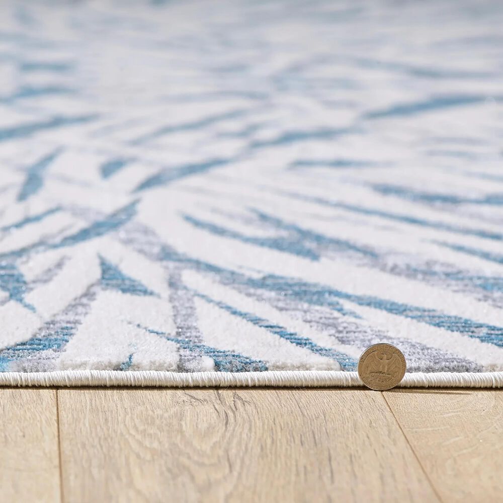 Kas Oriental Rugs Luna Illusions 3&#39;3&quot; x 4&#39;11&quot; Ivory and Blue Area Rug, , large
