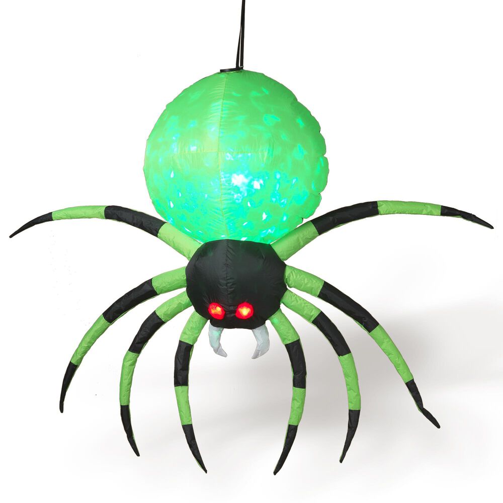 The Gerson Company 5" Inflatable Halloween Spider with Disco Light in Green, , large