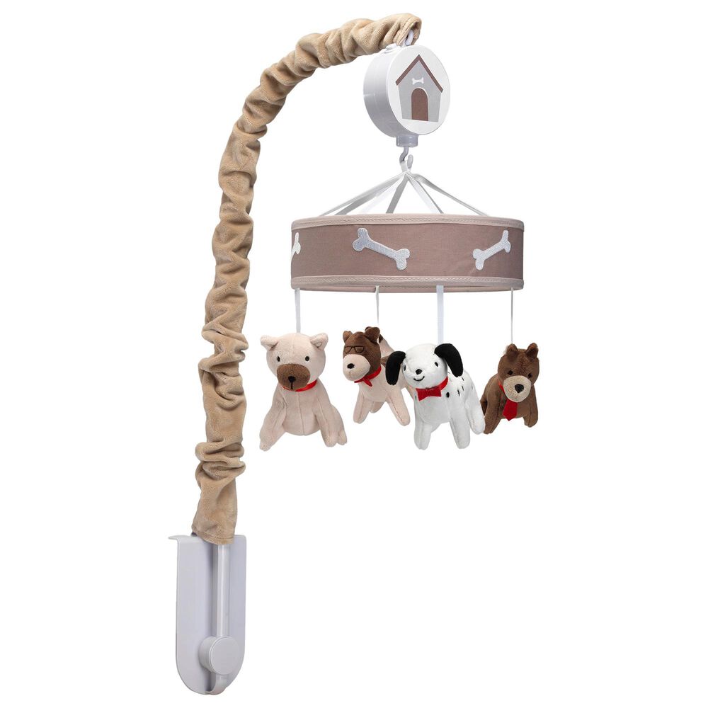 Lambs and Ivy Bow Wow Puppies Musical Baby Crib Mobile in Beige, , large