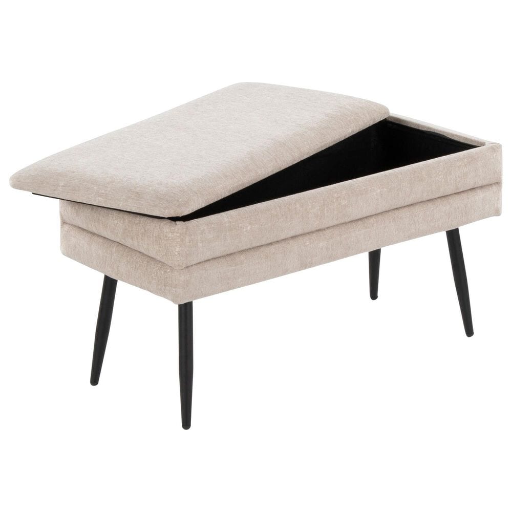 Lumisource Neapolitan Storage Bench with Light Brown Cushion in Black, , large