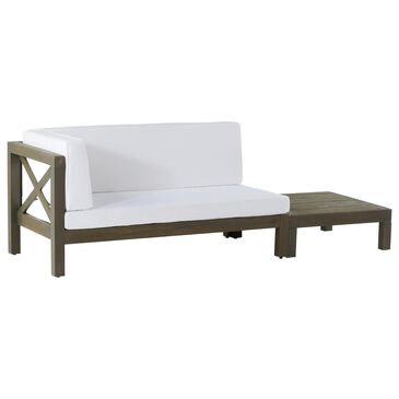 Hearth and Haven Brava Outdoor Corner Bench with Coffee Table in White, , large