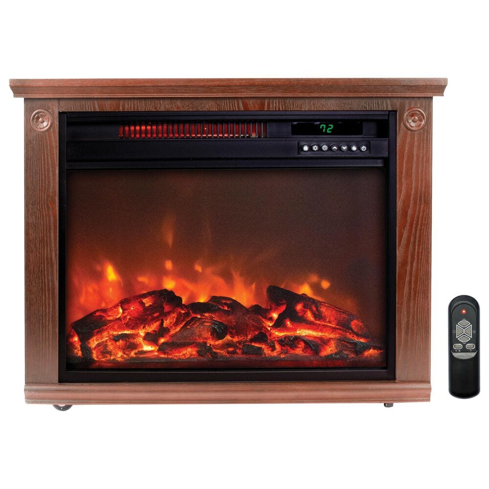LifeSmart Square Fireplace Heater in Medium Oak, , large