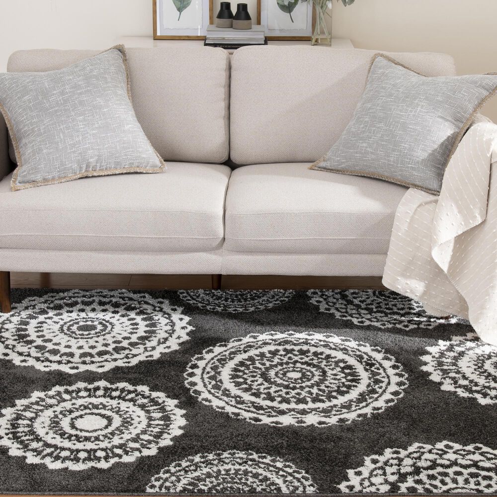 Central Oriental Salinas Medallion Soot and Buff 5' x 7' Area Rug, , large