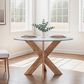 Linon Home Decor Adler X-Base Dining Table with Glass Top in Natural and Clear - Table Only, , large