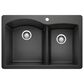 Blanco Diamond 33" 60/40 Double Bowl Dual Mount Kitchen Sink in Anthracite, , large