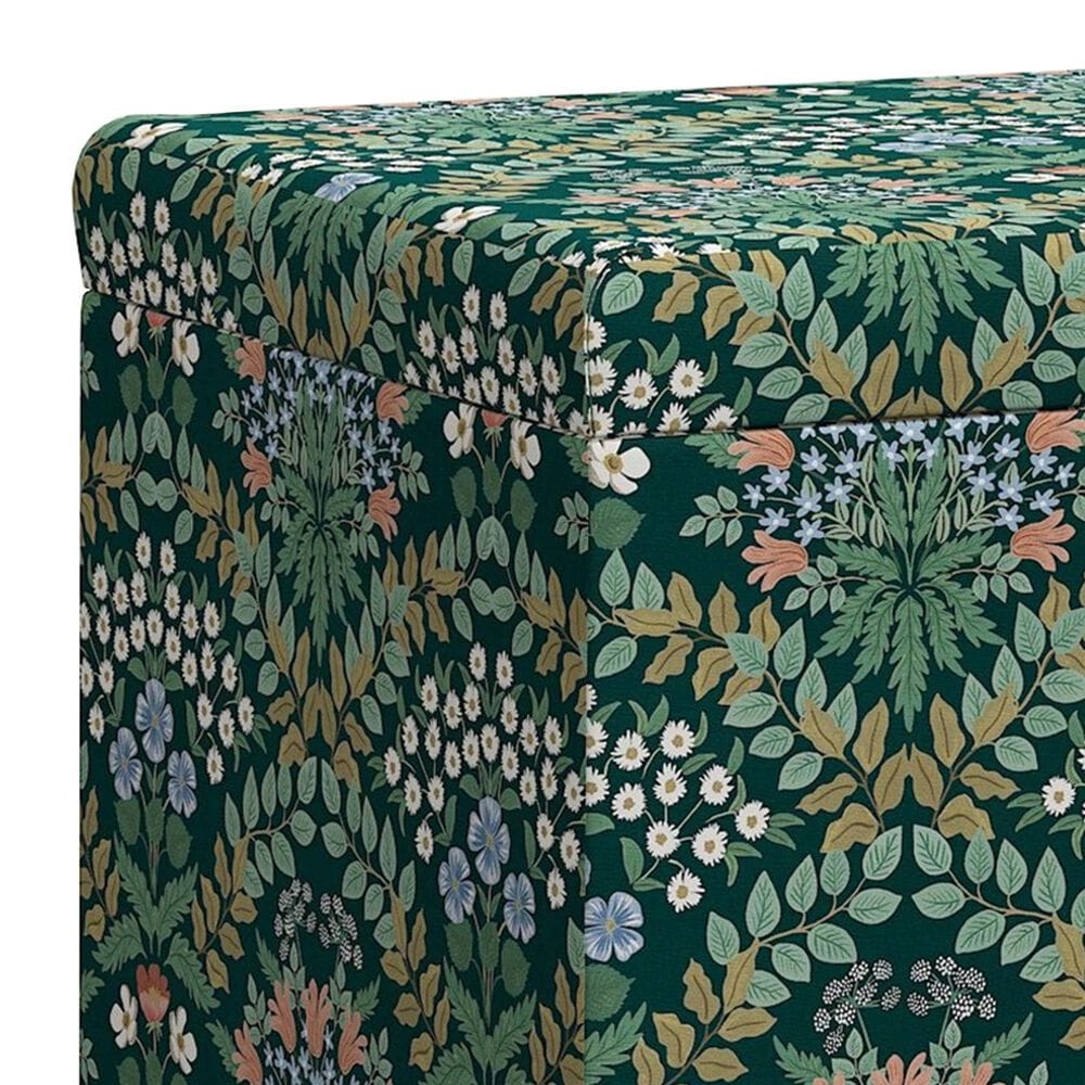 Rifle Paper Co Crafted by Cloth &amp; Company Willie Storage Bench in Bramble Emerald, , large