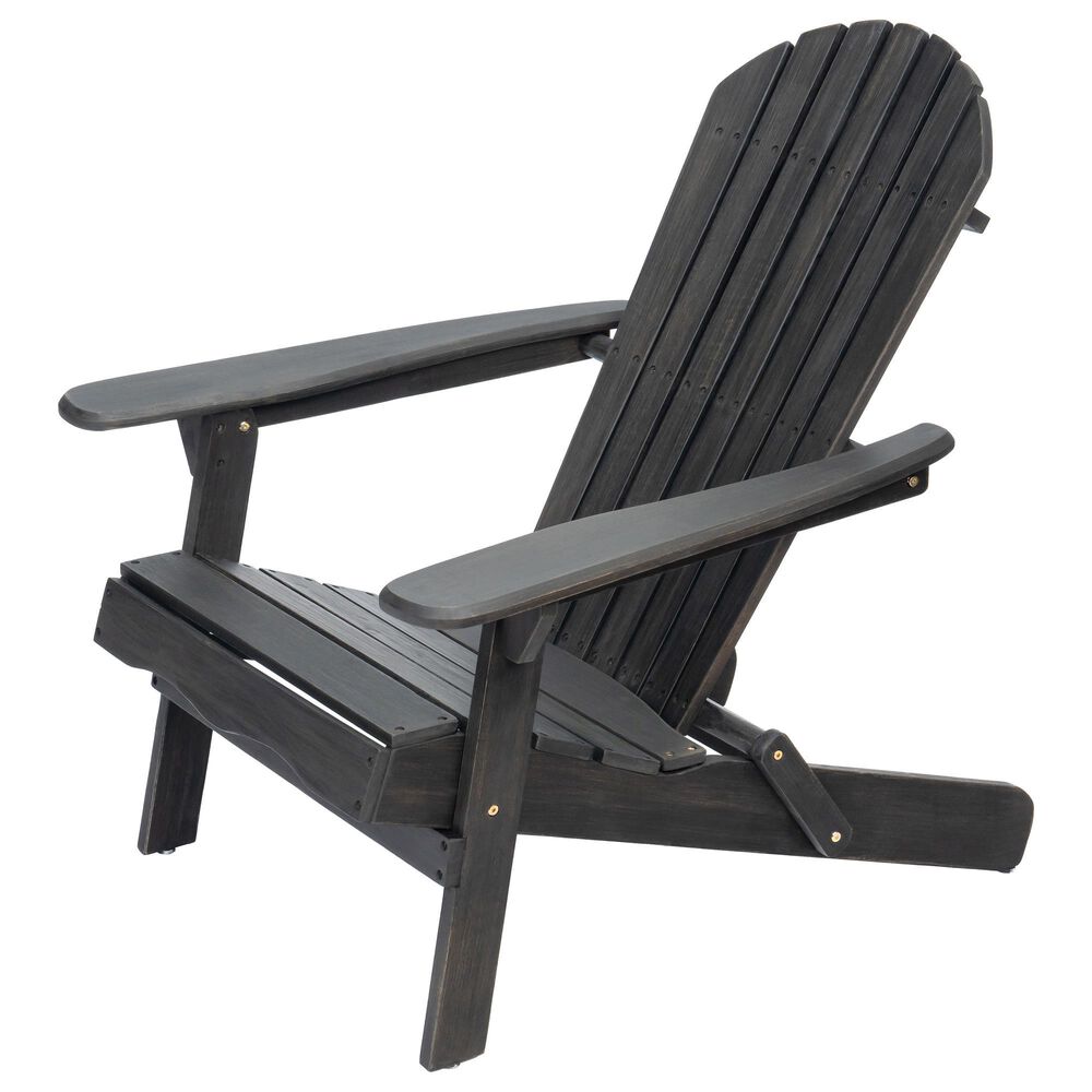 Hearth and Haven Malibu Outdoor Folding Adirondack Chair with Slatted Seating in Dark Gray, , large