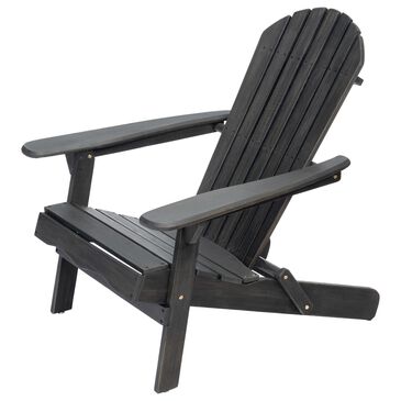 Hearth and Haven Malibu Outdoor Folding Adirondack Chair with Slatted Seating in Dark Gray, , large