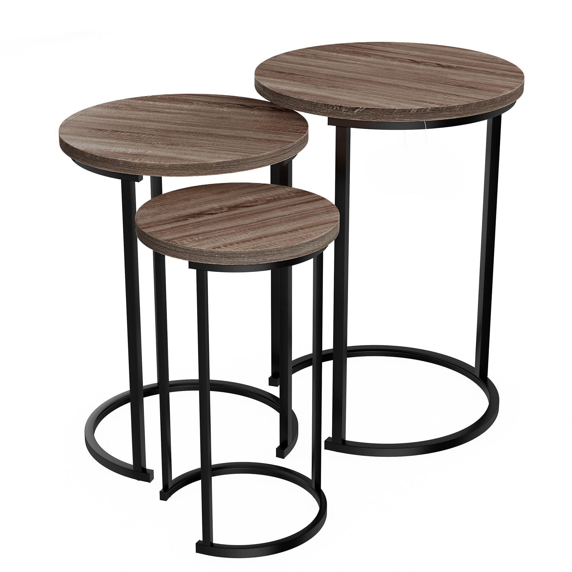 Timberlake Lavish Home Nesting Tables in Light Oak and Black Set
