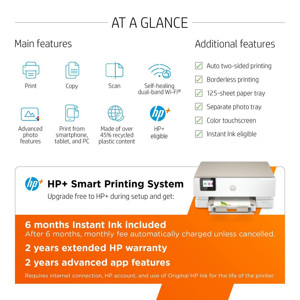 HP ENVY Inspire 7255e Wireless Color All-in-One Printer with 3 months of Instant Ink included with HP+, , large