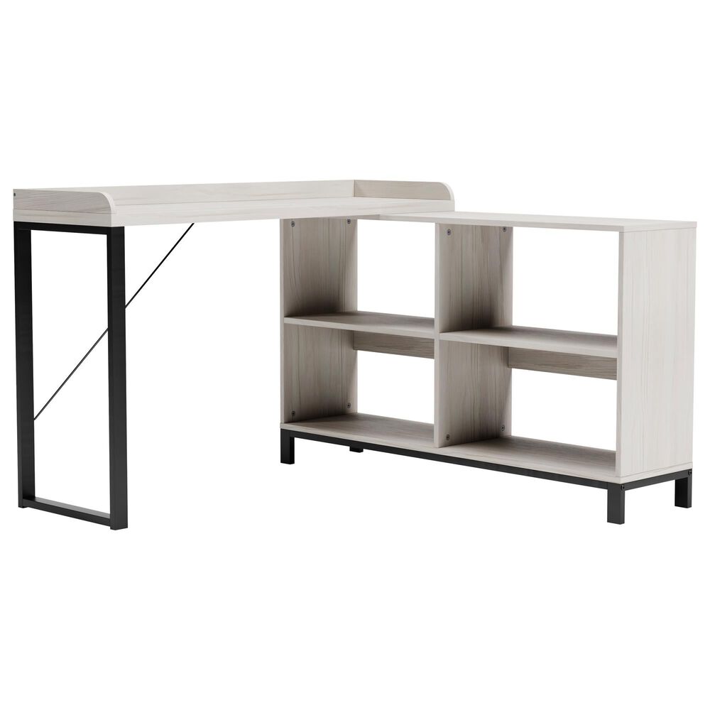 Ashley Bayflynn L-Desk in Whitewashed and Black, , large