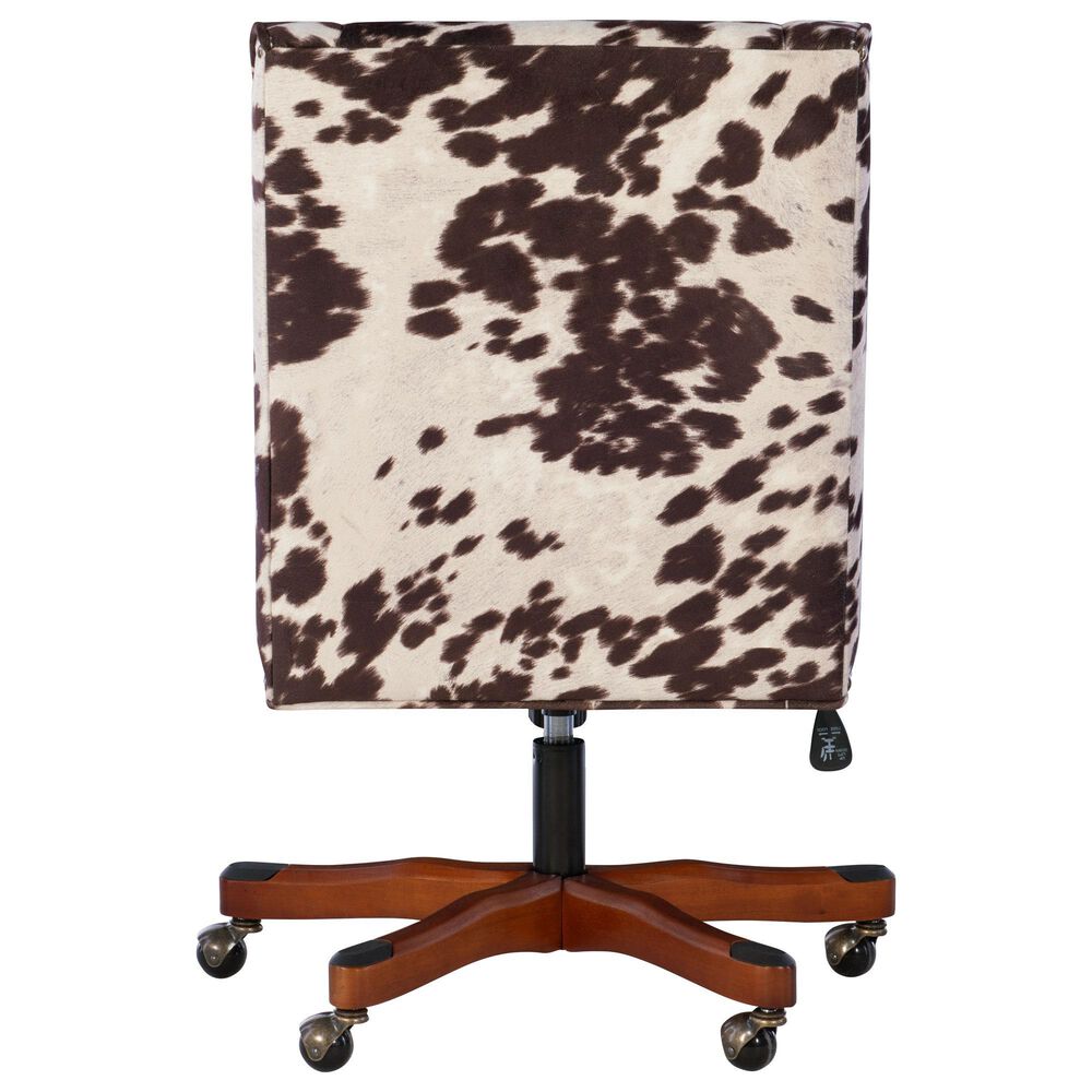 Linon Home Decor Draper Office Chair with Brown and White Cow Cushion in Walnut, , large