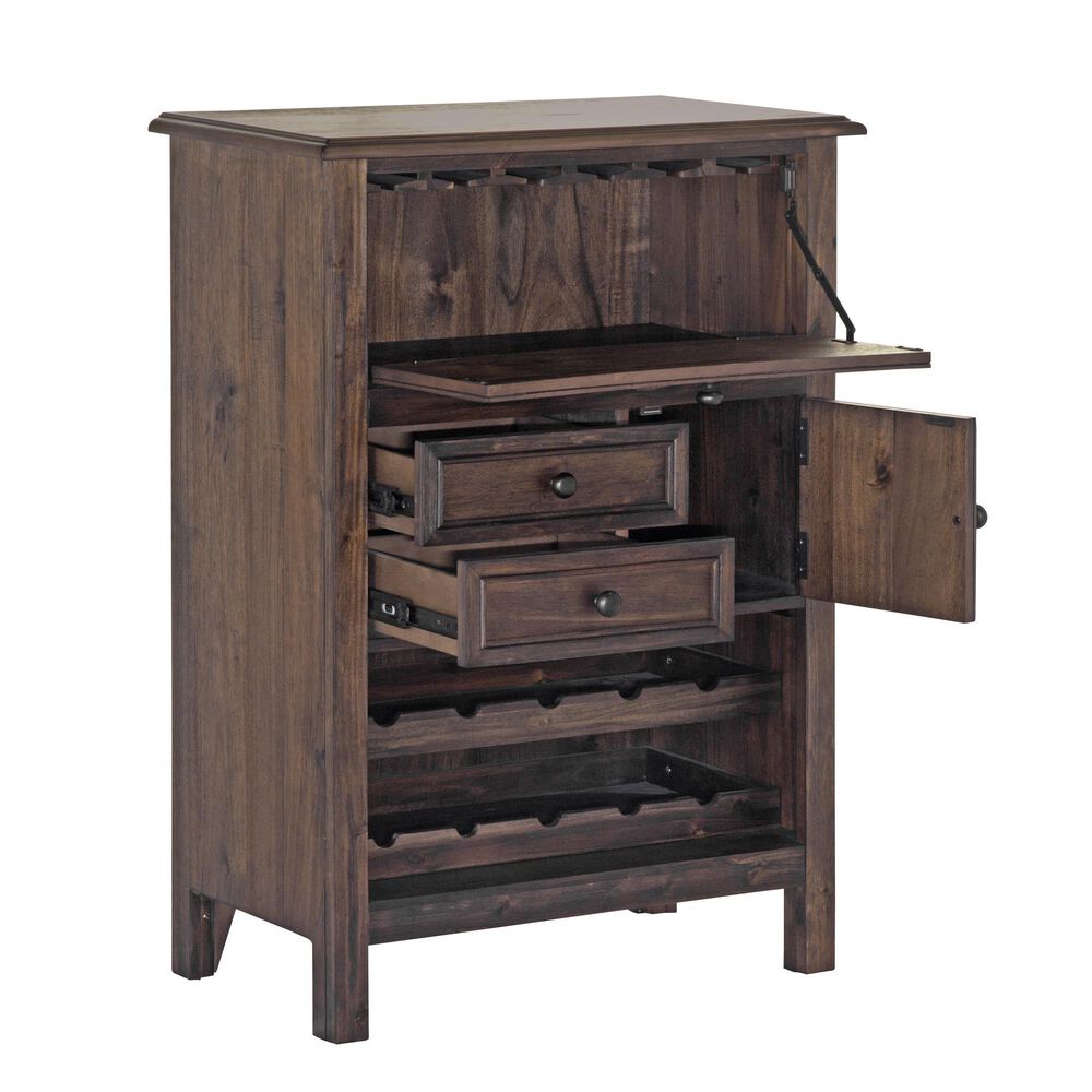 Sterling Timber 2-Drawer Wine Cabinet with Wine Racks in Brown, , large