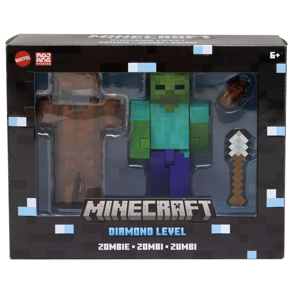 Mattel Minecraft Diamond Level Zombie Action Figure, , large