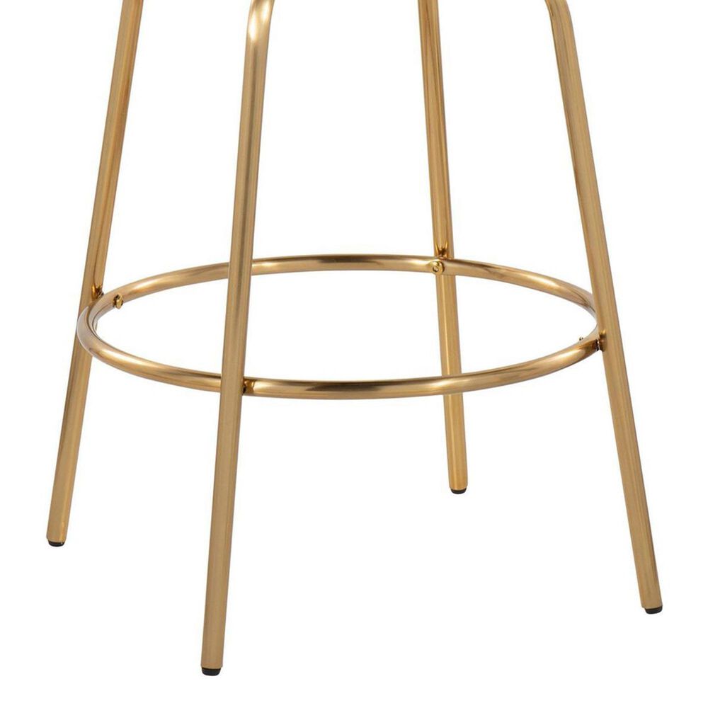 LumiSource Claire Swivel Counter Stool with White Faux Leather Upholstery in Gold (Set of 2), , large