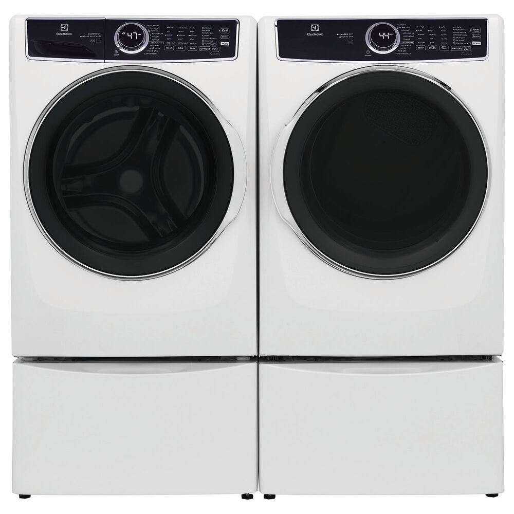 Electrolux 4.5 Cu. Ft. SmartBoost Front Load Washer and 8.0 Cu. Ft. Gas Dryer Laundry Pair with Pedestal in White, , large