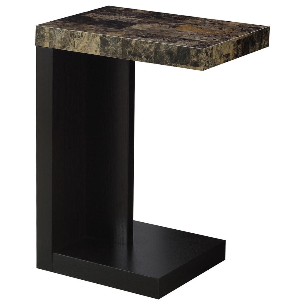 Monarch Specialties Accent Table with Brown and Beige Marble Top in Cappuccino, , large